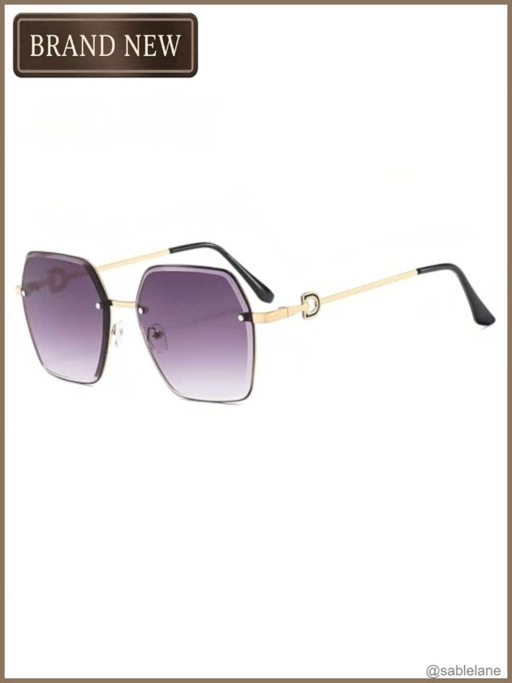 Frameless Square Sunglasses UV400 Protection Cat Eye Gradient Lens Lightweight